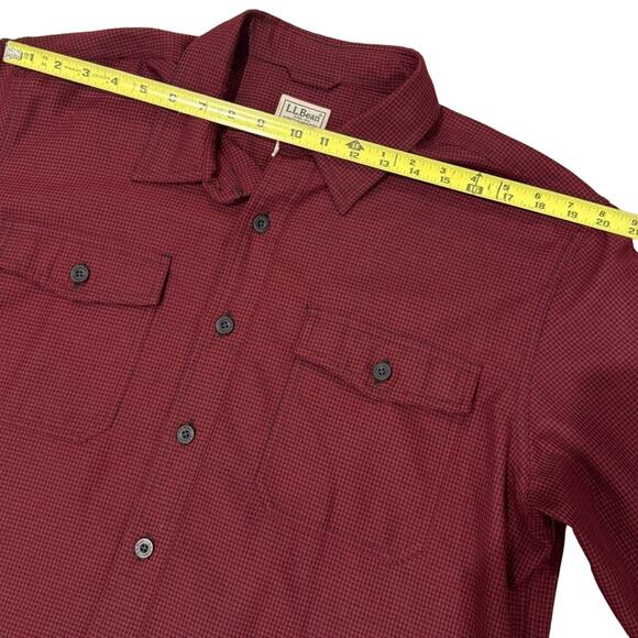 L.L. Bean Men’s Red Micro Check Plaid Medium Weight Button Down Shirt, LARGE - Picture 8 of 10